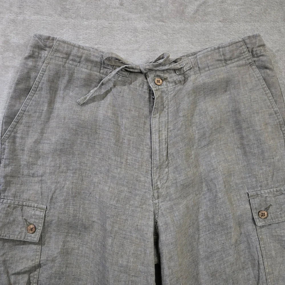Caribbean Linen Cargo Pants Men 38x29 Relaxed Coastal Beachy Resort Quiet Luxury